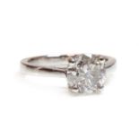 A platinum single stone diamond ring,