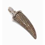 An 18ct white gold, fancy diamond set horn pendant, by Theo Fennell,