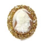 A Regency gold oval shell cameo,