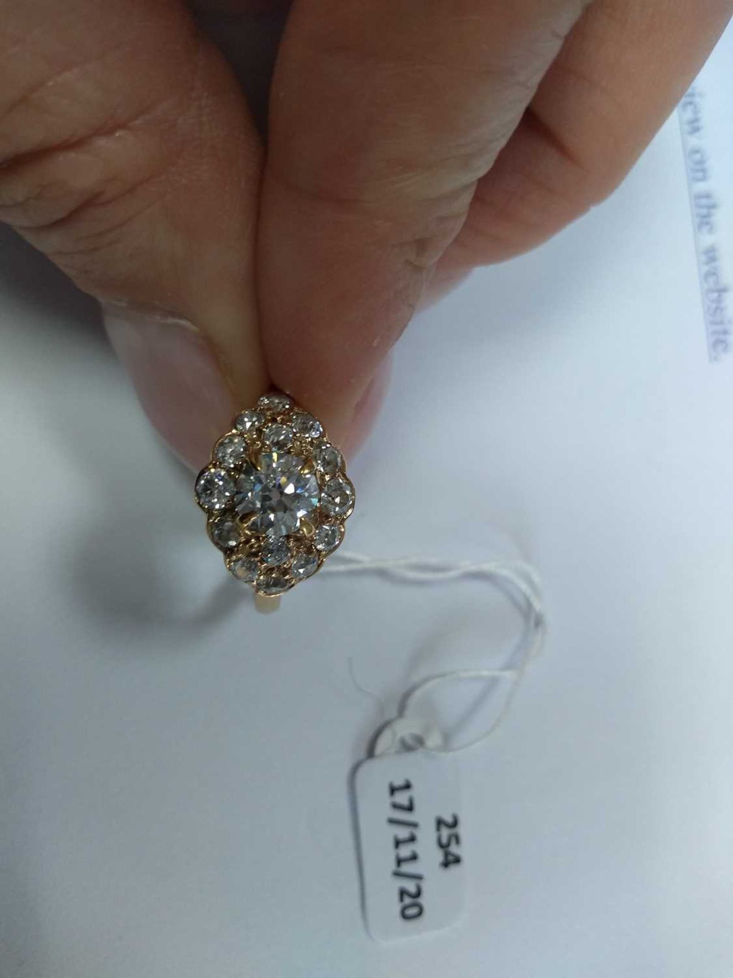 A lozenge shaped diamond cluster ring, - Image 3 of 3