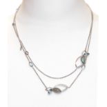 An 18ct white gold labradorite, aquamarine and diamond set long chain, by Hamilton & Inches, c.2015,