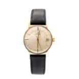 A gentlemen's 9ct gold Omega automatic strap watch, c.1960,