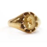 A gentlemen's 18ct gold single stone citrine ring,