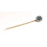 A black opal and diamond stickpin, c.1915,