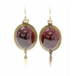 A pair of Victorian garnet drop earrings,