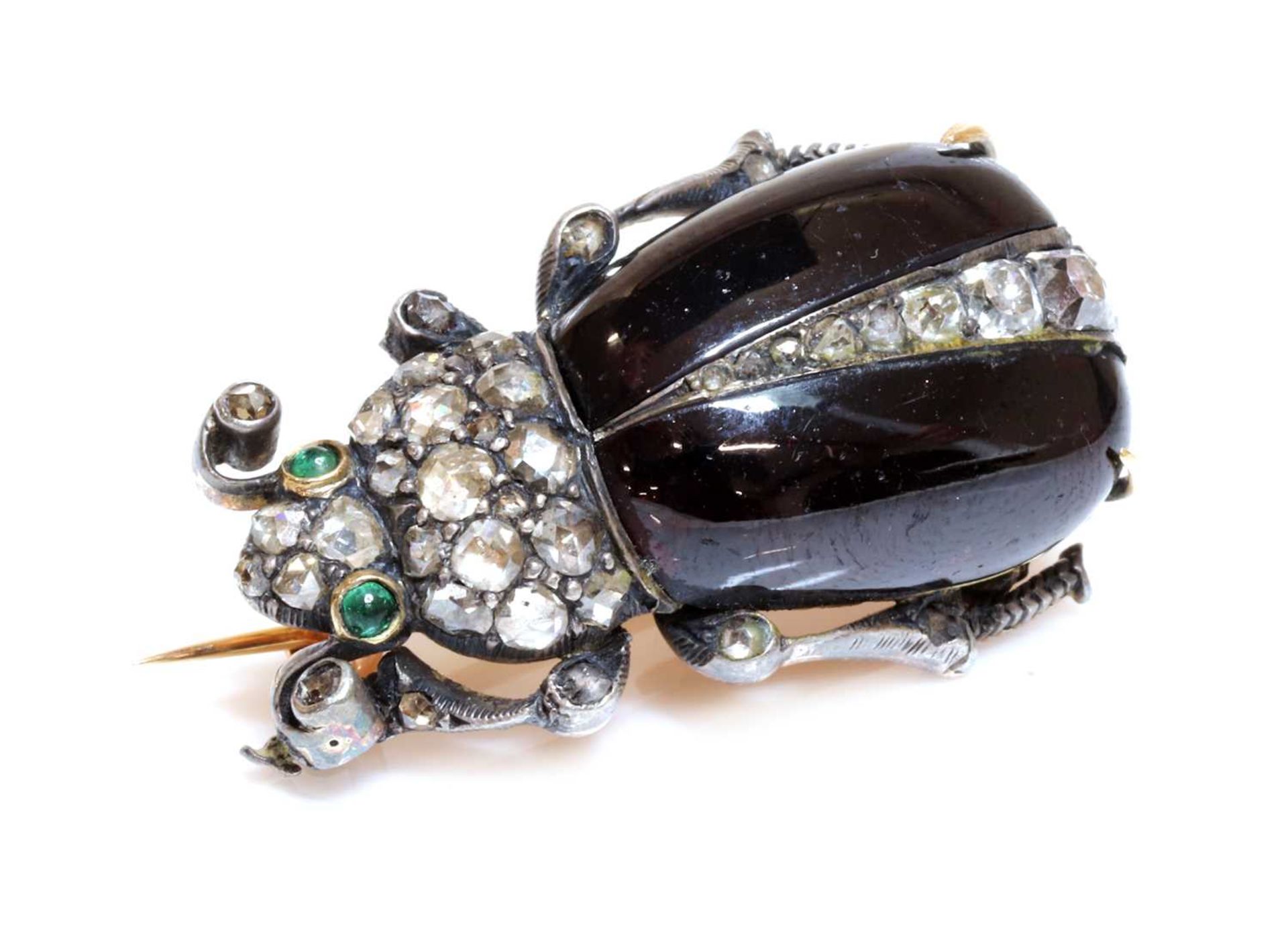 A former Austro-Hungarian garnet and diamond beetle brooch, c.1870, - Image 3 of 3