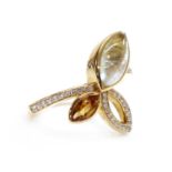 An 18ct gold rutilated golden quartz, citrine and diamond set ring, by Hamilton & Inches, c.2013,