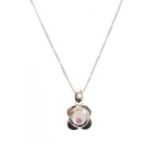 An 18ct white gold single stone pink sapphire pendant,