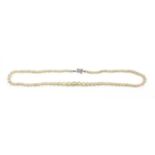 A single row graduated natural saltwater pearl necklace,