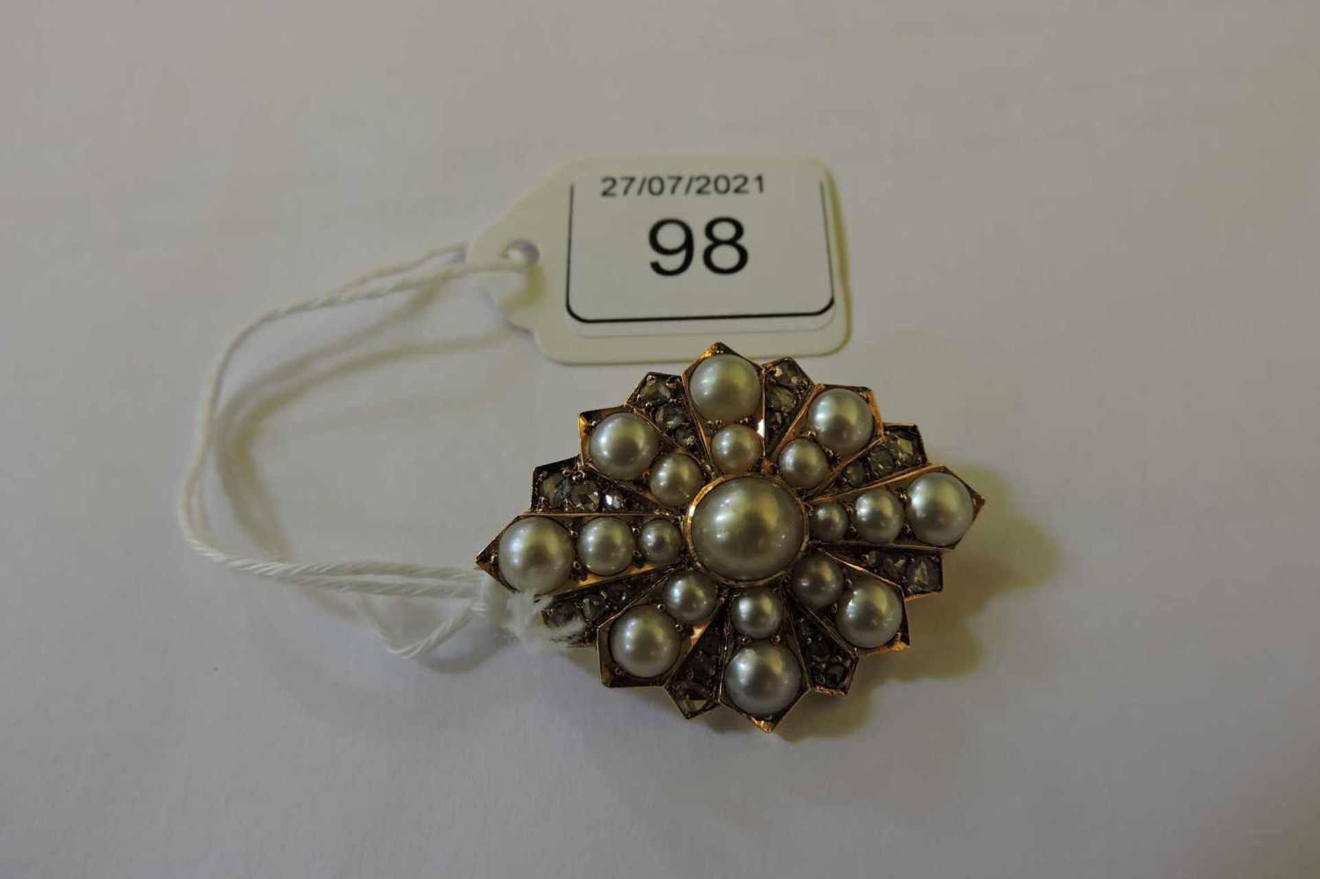 A Victorian gold split pearl and diamond star brooch or motif, - Image 3 of 4