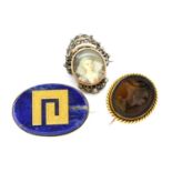 A late Victorian gold mounted Tassie intaglio brooch, by Benzie of Cowes,