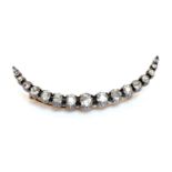 A Victorian diamond crescent brooch or hair ornament,