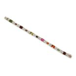 An American Art Deco assorted gemstone and diamond bracelet, c.1925,