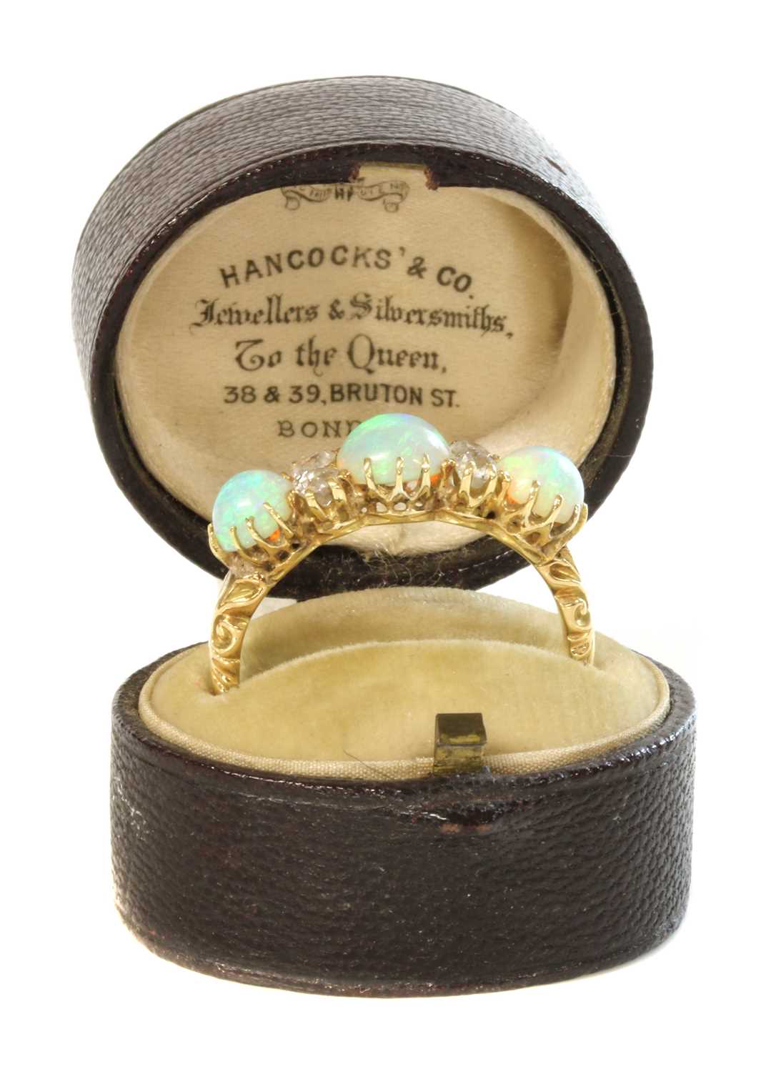 A Victorian seven stone opal and diamond carved head style ring, - Image 2 of 6