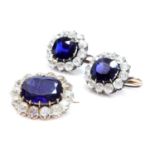 A pair of Austrian sapphire and diamond cluster earrings c.1890,