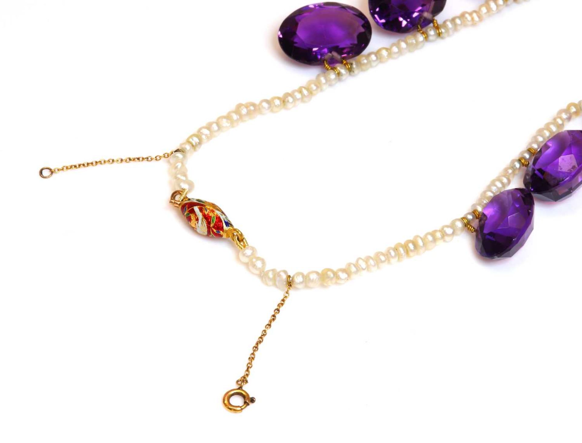 A Victorian seed pearl and amethyst fringe necklace, - Image 2 of 2