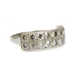 A two row diamond half eternity ring,