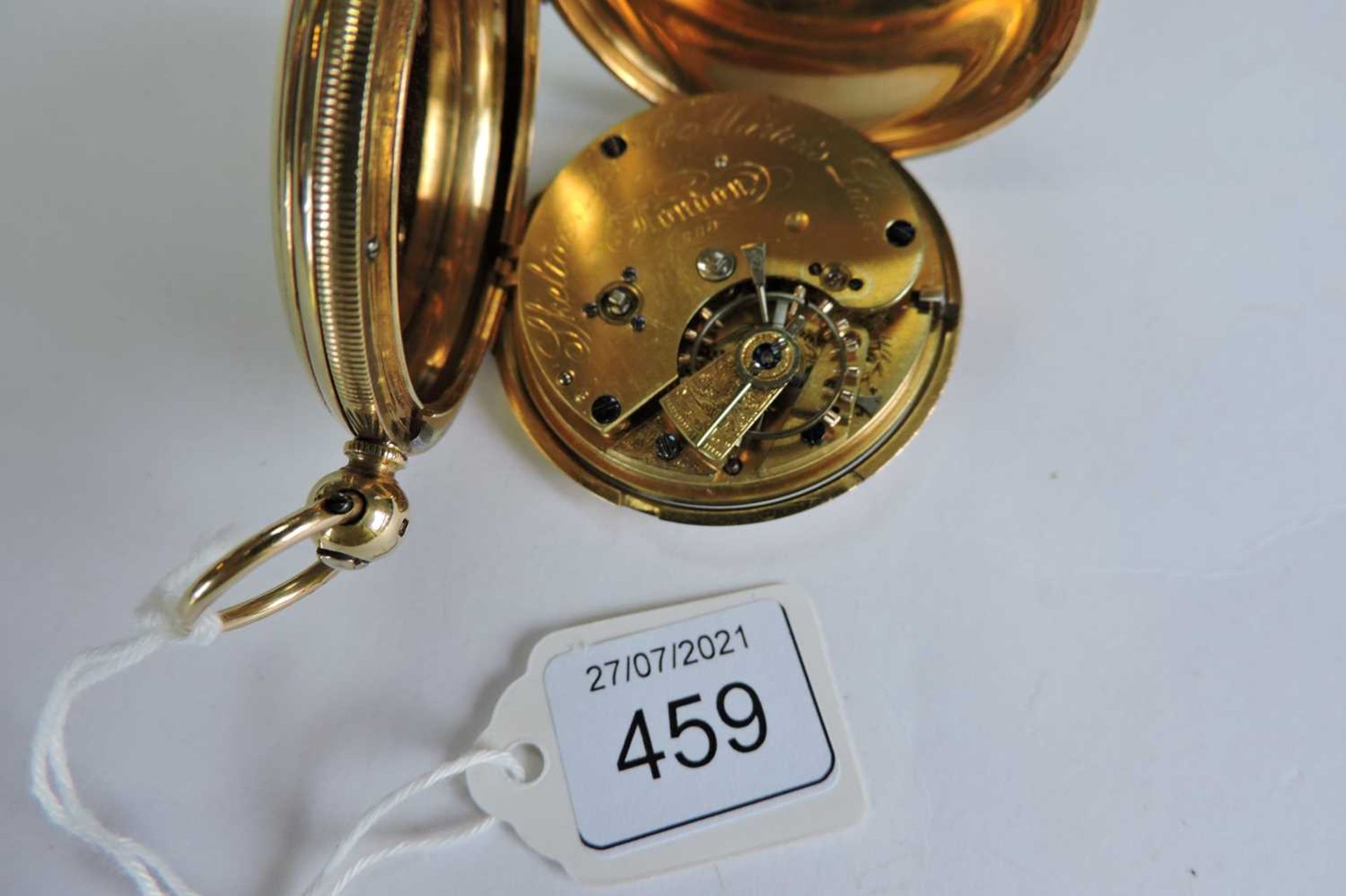 An 18ct gold key wound hunter pocket watch, - Image 5 of 8