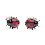 A pair of novelty ladybird cufflinks, by Deakin & Francis, retailed by Hamilton & Inches,