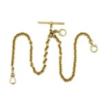 An 18ct gold trace link Albert chain,