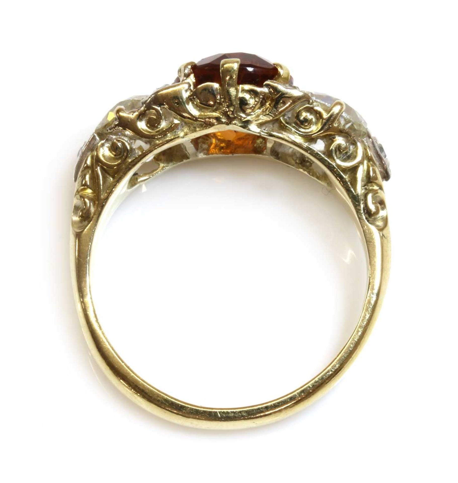 A late Victorian citrine and diamond boat shaped carved head ring, - Image 3 of 4