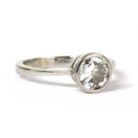 An 18ct white gold single stone diamond ring,