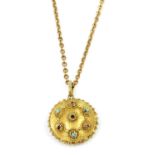 A Regency gold circular gem set pendant, c.1820,