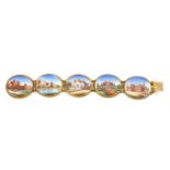 A 19th century painted miniature gold bracelet,