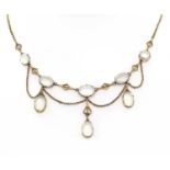 An Edwardian moonstone swag necklace,