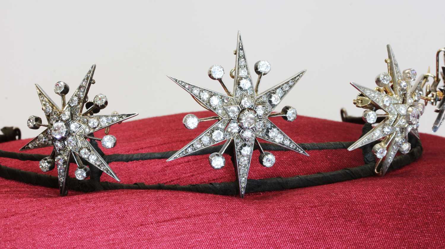 A Victorian diamond set, five star tiara, c.1870-1880, - Image 3 of 12