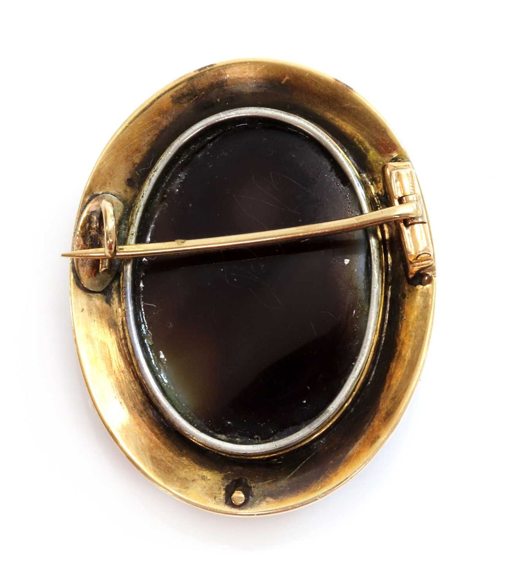 A Victorian hardstone and split pearl cameo brooch, - Image 2 of 2