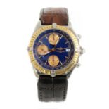 A gentlemen's bi-colour Breitling automatic chronograph strap watch,