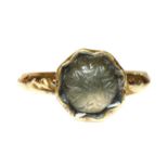 An antique single stone smoky quartz ring,