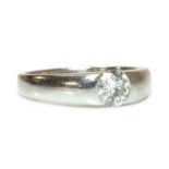 A platinum single stone gypsy or Prussian style ring,
