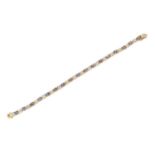 An 18ct gold sapphire and diamond line bracelet,