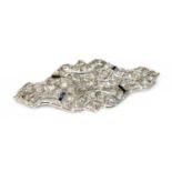 An American Art Deco style diamond and sapphire plaque brooch/pendant,