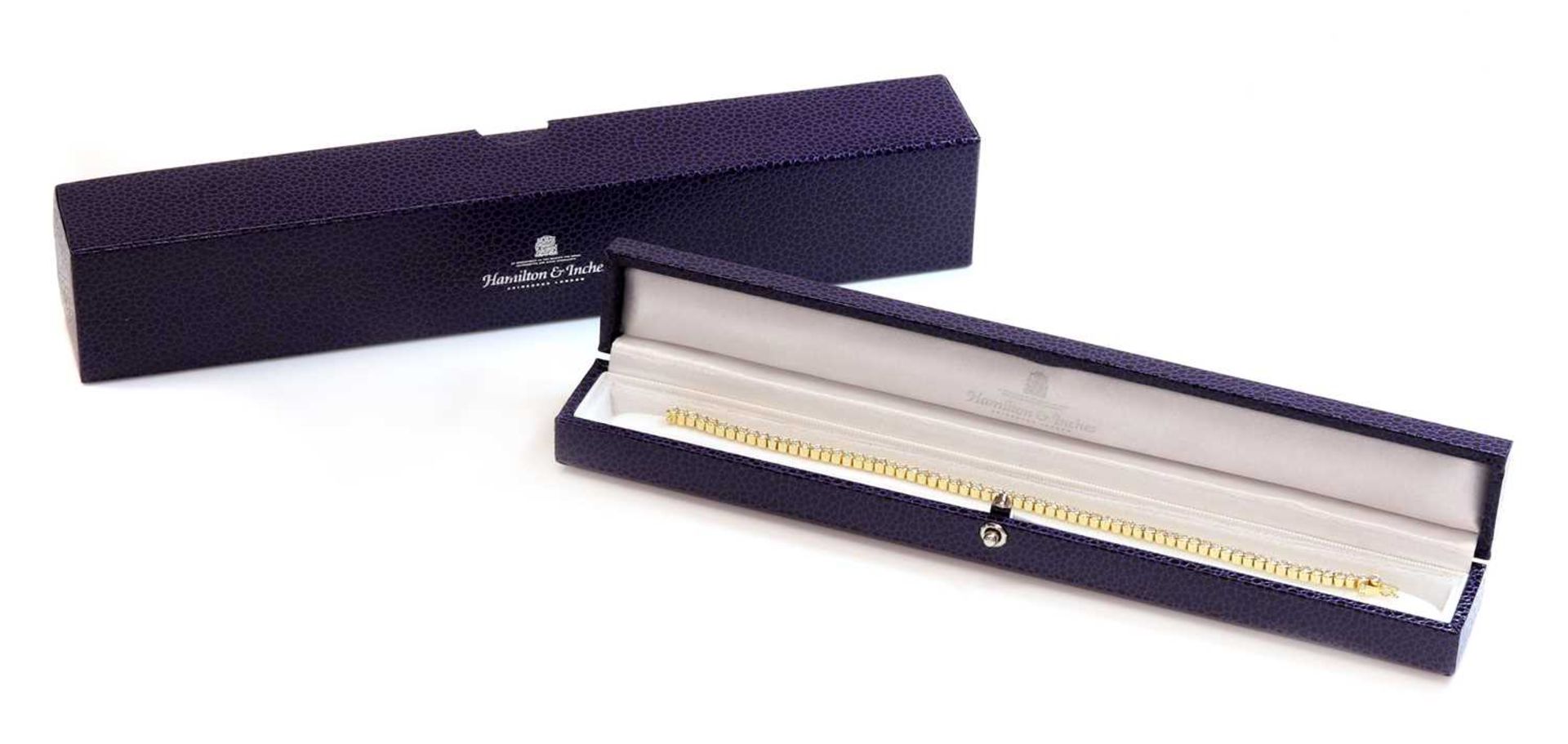An 18ct gold diamond set line bracelet, retailed by Hamilton & Inches, - Bild 2 aus 2