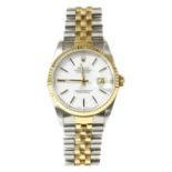 A gentlemen's bi-colour Rolex 'Oyster Perpetual Datejust' automatic bracelet watch, c.1990,