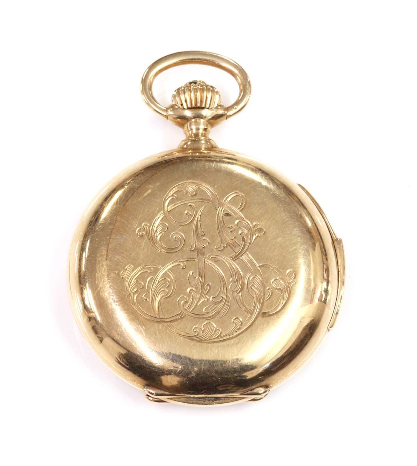 A Swiss 14ct gold hunter repeater fob watch, - Image 4 of 7