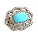 A late Victorian turquoise and diamond brooch/pendant, c.1890,