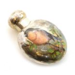 A silver and enamelled scent bottle,