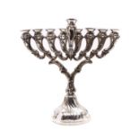 A silver menorah,