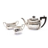 A silver three piece tea service by Viner's,