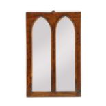 A small gothic revival pollard oak mirror,