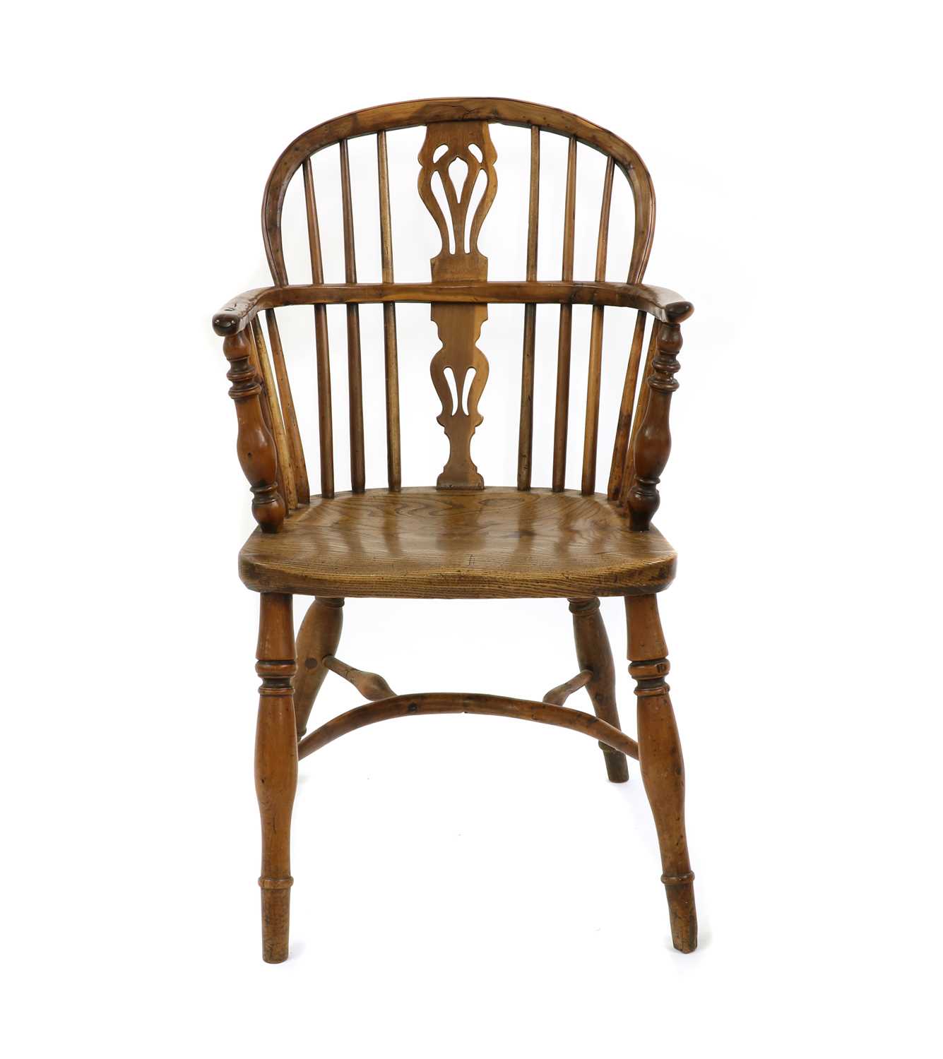A yew wood and elm low back Windsor chair - Image 2 of 4