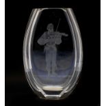 A Hadeland cut sided crystal glass vase,