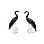 A pair of Murano glass models of birds,