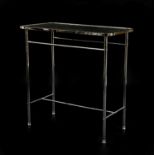 An Art Deco-style chrome mirrored console table,