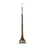 An Edwardian brass standard lamp,