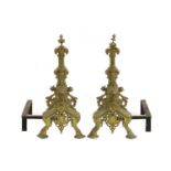 A pair of brass andirons,